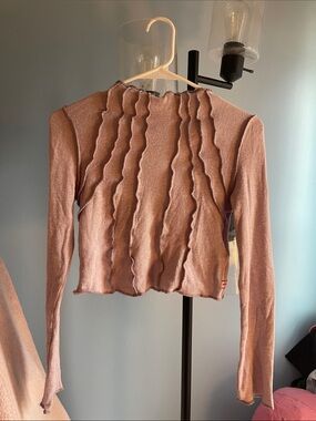 BDG Ruffle-Trim Long Sleeve Knit Top — Lilac